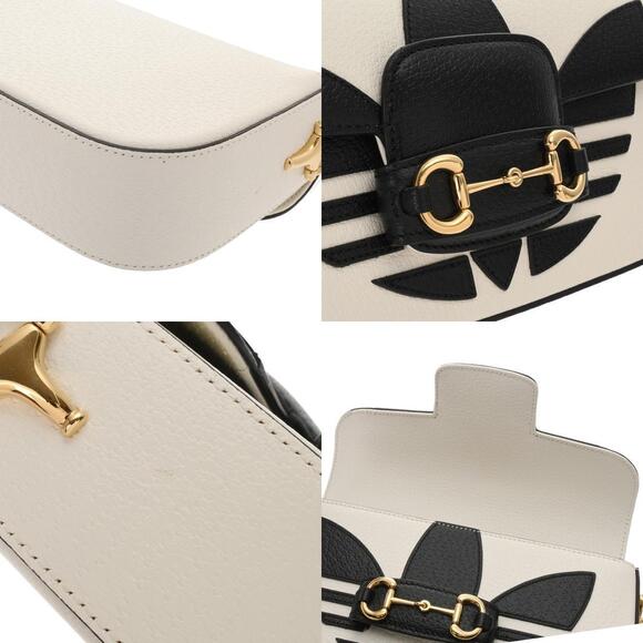 Gucci Horsebit Shoulder Bag Adidas Black White Leather - Picture 9 of 9